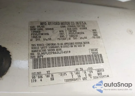 2003 Lincoln Navigator из США, поврежденный, VIN 5LMFU27R63LJ14319